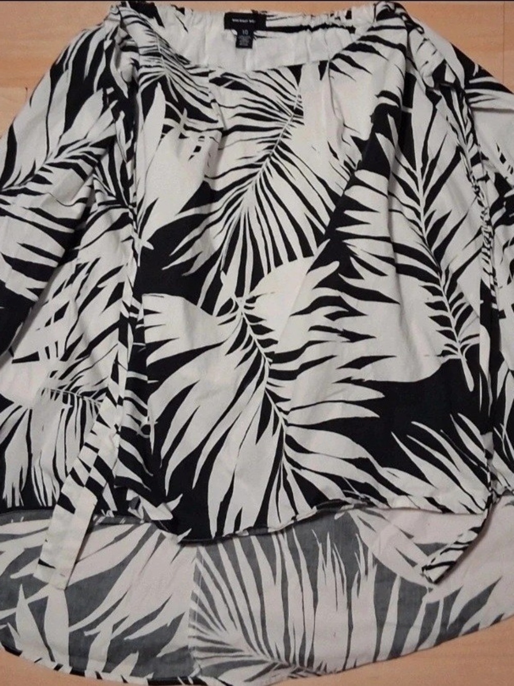 Who What Wear Black and White Palm-Print A-Line Skirt